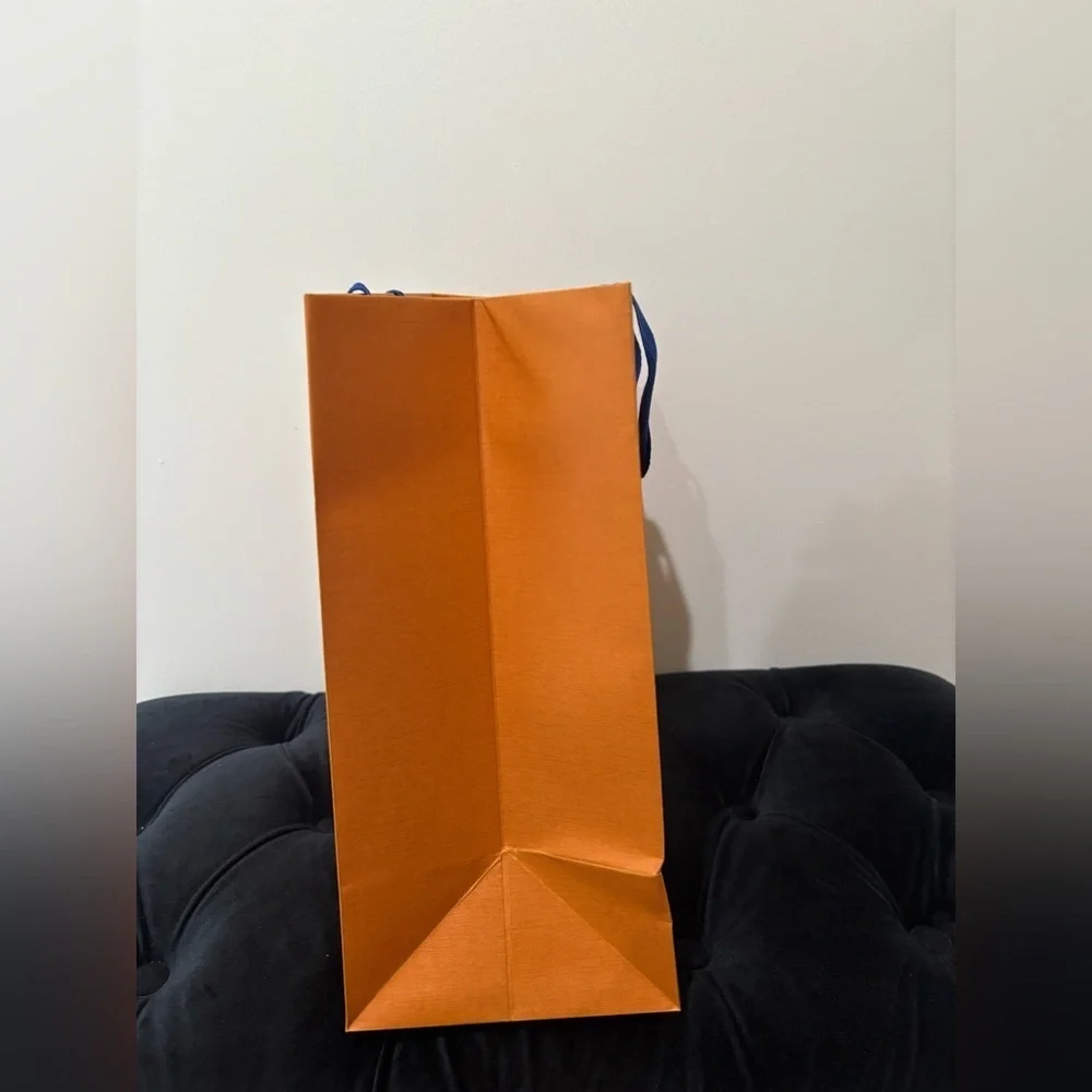 Louis Vuitton Orange Shopping Bag with Blue Handles